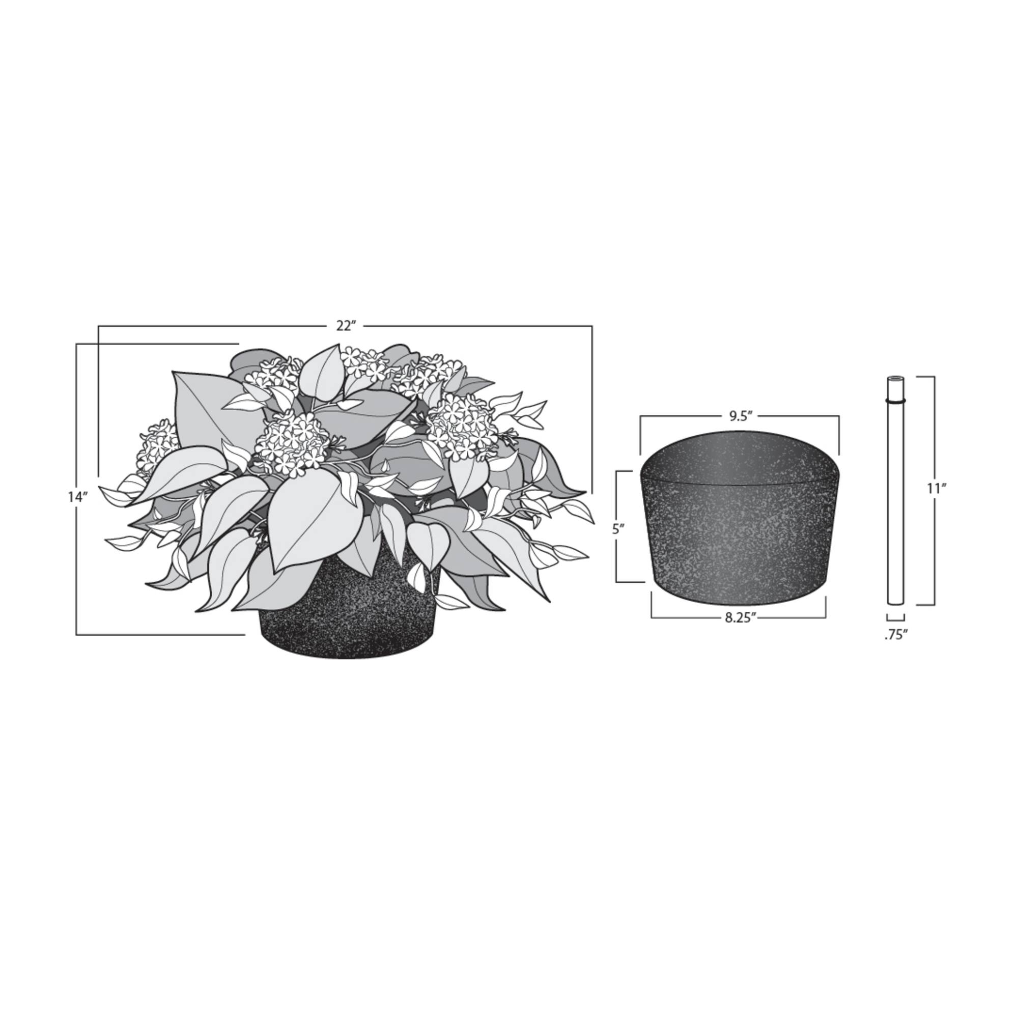 Haute Decor 22" Purple Wild Hydrangea Urn Filler with Adjustable Height